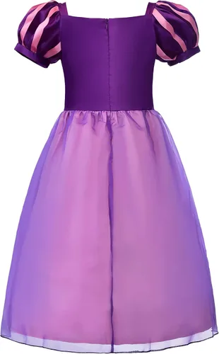 Vista 2 de ReliBeauty - Disfraz de vestido de princesa con mangas abullonadas para niñas., Morado_1(con accesorios)