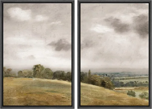 Vista 114 de MUDECOR Lienzo enmarcado para pared, bosque brumoso, reflejos, paisaje tranquilo, ilustraciones modernas, arte decorativo, bohemio, tranquilo/zen