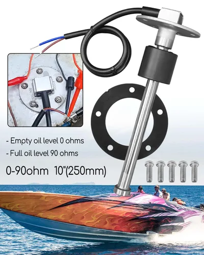 Vista 4 de Unidad de envío de tanque de combustible para barco, de 0 a 90 ohmios, 10 pulgadas (9.843 in), sensor de nivel de combustible de gas de acero