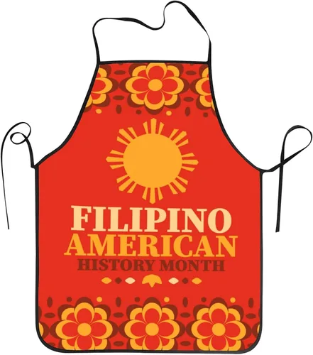 Vista 9 de Delantal del Mes de la Herencia Americana Filipina para mujeres y hombres, para hornear a la parrilla, jardinería, cocina, aseo, barbacoa, cocina