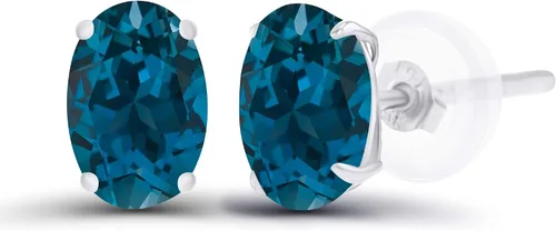 Vista 41 de Aretes ovalados de plata de ley 925 maciza chapados en oro de 0.236 x 0.157 pulgadas con piedra natal genuina para mujer Aretes de tuerca Amatista
