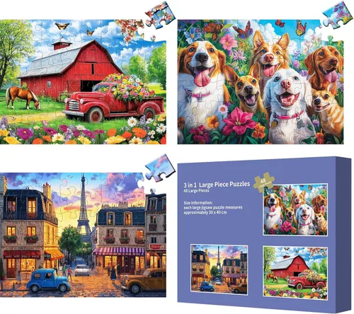Vista 9 de 6 Paquetes de 24 Rompecabezas de Piezas Grandes para Personas Mayores, Productos para Demencia y Alzheimer, Juego de Memoria y Cognitivo Fácil