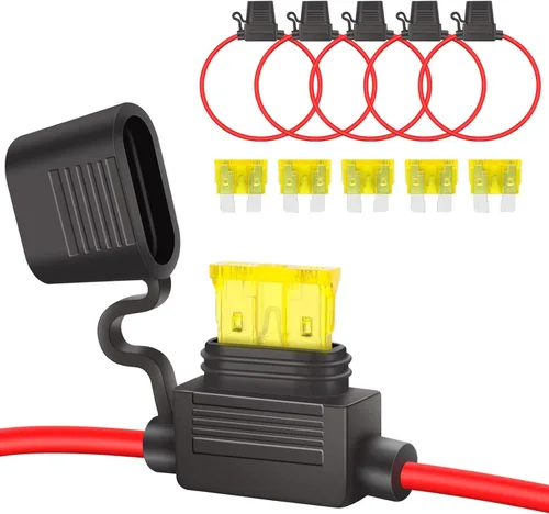 Vista 8 de Soporte para fusibles de 10 ga, paquete de 2 soportes para fusibles en línea MUYI calibre 10, relé de fusibles de hoja de coleta impermeable de 12 V