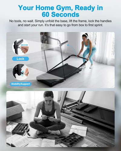 Vista 4 de Walking Pad with Handle bar, Smart AI App Control for Home