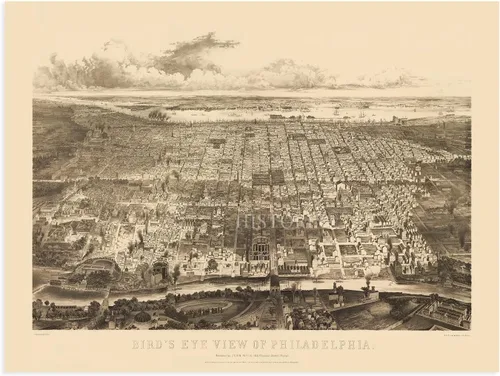 Vista 7 de HISTORIX Póster de mapa vintage de Filadelfia Pensilvania de 1857 – Mapa vintage de Filadelfia de 18.0 x 24.0 in – Vista de pájaro de Filadelfia PA