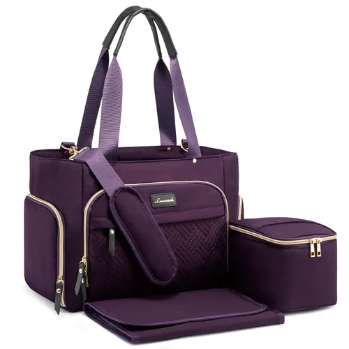 Vista 11 de LOVEVOOK Bolsa para extractor de leche, juego de 3 piezas, bolsa de trabajo para mamá que amamanta con bolsillo para computadora portátil de 15 Negro