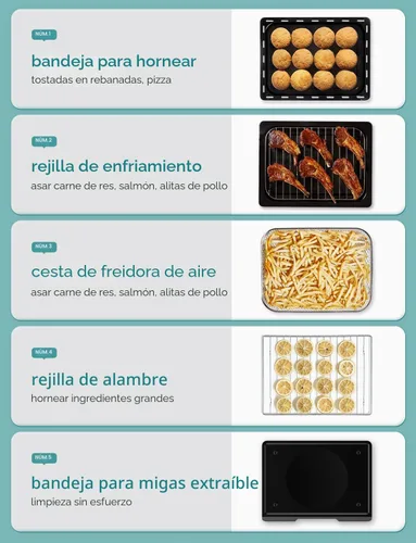 Vista 6 de Neretva Horno tostador y freidora de aire, 21 cuartos de galón y 6 en 1, horno tostador compacto, encimera con 5 rebanadas de 1500 W, freidora