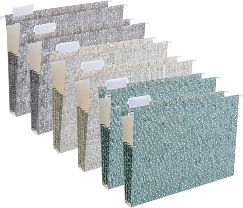Vista 18 de Y YOMA Tamaño carta, paquete de 6 carpetas colgantes de acordeón con capacidad adicional, carpeta decorativa reforzada, carpeta expandible