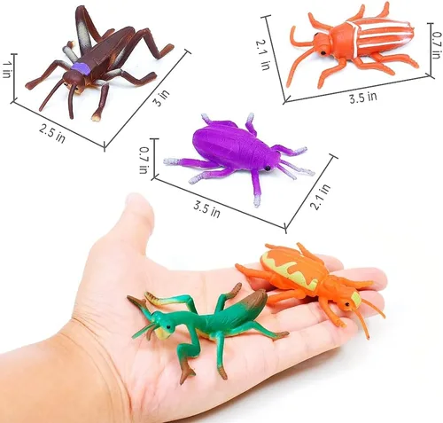 Vista 2 de Juguetes de baño, 10 piezas de insectos que cambian de color, figuras elásticas de animales para niños de 3 años en adelante, broma de broma
