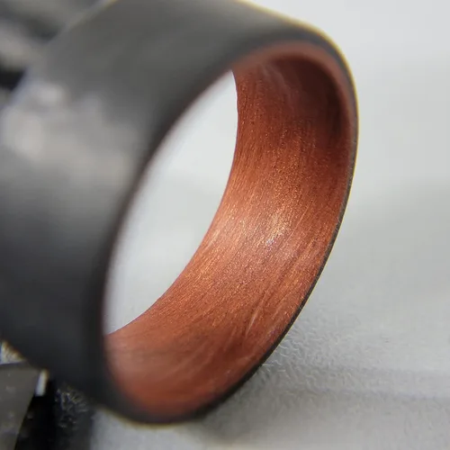 Vista 8 de Handmade Ring Band - Men's or Women's Carbon Fiber Ring with Copper Composite Interior, Matte Finish, Flat Black Band, Durable, Waterproof, Sizes