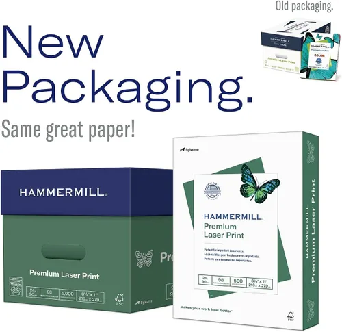 Vista 2 de Hammermill 125534 Papel de oficina con impresión láser, brillo 98, 28lb, 8-1/2 x 11, blanco, 500 shts/resma