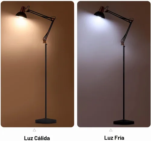 Vista 5 de Lámpara de pie LED FIRVRE, lámpara de pie giratoria vintage de metal, 3 modos de uso - lámpara de pie, lámpara de mesa y lámpara de clip, lámpara