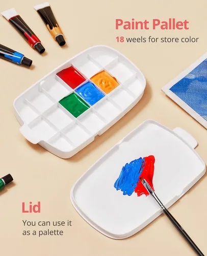 Vista 5 de GAMENOTE Limpiador de Pinceles de Pintura - Soporte de Pinceles con Paleta y Asa, Enjuagador para Pinturas Acrílicas, de Acuarela y a Base de Agua