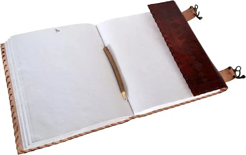 Vista 4 de Diario de piel Siete Chakras piedra medieval en relieve hecho a mano, libro de las sombras, cuaderno de oficina y otros usos, de 10 x 13 pulgadas
