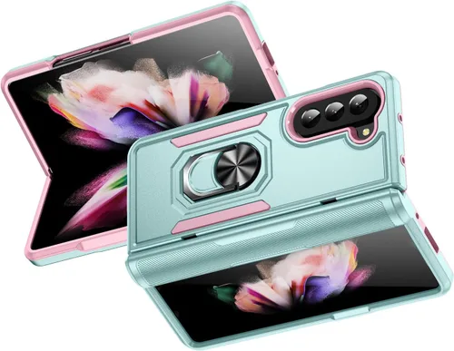 Vista 14 de Funda para Samsung Galaxy Z Fold 5 con anillo de soporte, imán de sujeción agradable a la piel, de alto valor, para Samsung Galaxy Z Fold 5, funda