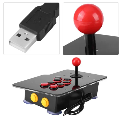 Vista 5 de 8-Way Game Joystick, USB Computer Arcade Game Controller, Zero Delay Arcade Game Stick Buttons Controller Control Device for Sports, Racing