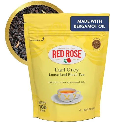 Vista 7 de Red Rose Earl Grey, hoja suelta, té negro, con aceite de bergamota, 12 onzas (paquete de 3)