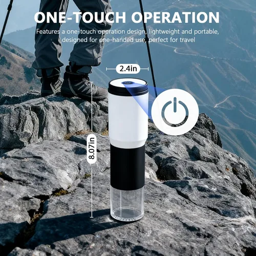 Vista 6 de Molinillo de café eléctrico portátil compacto, cuenta con una batería recargable integrada de 1300 mAh, ajustes de molienda ajustables para granos