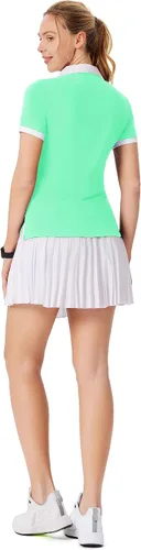 Vista 2 de JACK SMITH Camisas de golf para mujer, UPF 50+, ligeras, de secado rápido, camiseta polo de manga corta para tenis, para exteriores, tallas S-XXL