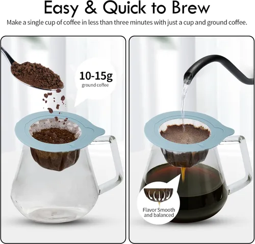 Vista 7 de Gotero portátil para verter sobre café, filtro de café reutilizable, cafetera para camping, cafetera de viaje (50, azul)