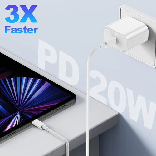 Vista 4 de Cargador para iPhone 17 16 15, enchufe de bloque de carga rápida USB C de 20 W y cable tipo C a C de 6 pies largo para Apple iPhone 17 Pro Max/17