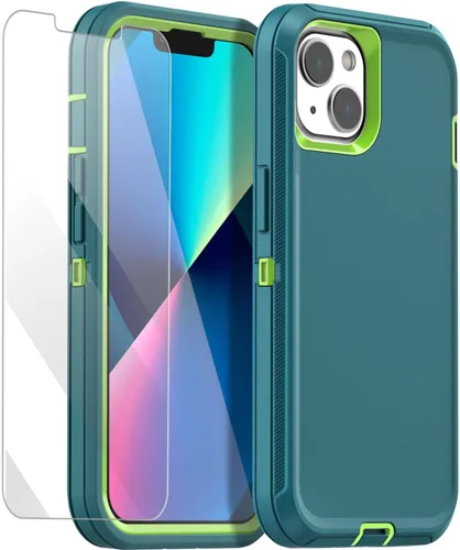 Vista 16 de AICase para iPhone 13/iPhone 14 con funda con clip para cinturón, protector de pantalla, funda protectora resistente de grado militar, protección