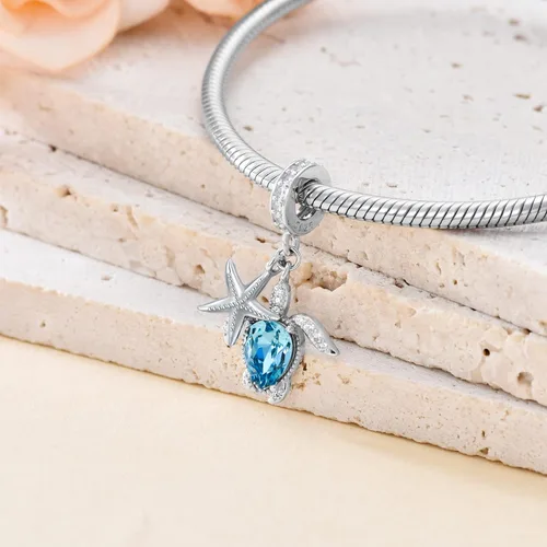 Vista 3 de AOBOCO Cuentas colgantes de plata de ley 925 para pulsera, adornadas con cristal de Austria