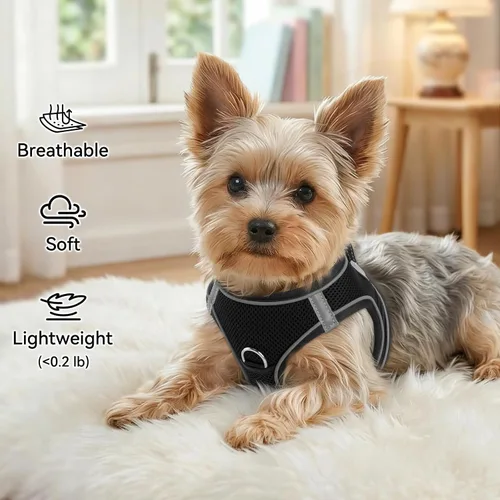 Vista 4 de Joytale Arnés para Perros Pequeños, Chaleco de Malla Transpirable Step-in, Arneses Acolchados Suaves Reflectantes para Gatos y Perros Cachorros