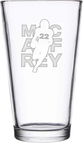 Vista 22 de Hat Shark Jugador atlético deportivo de fútbol – Vasos de pinta grabados con láser para cerveza, jarra de 16 onzas (Allen #17)