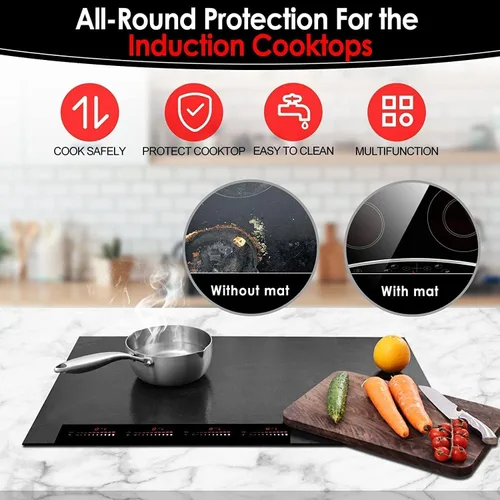 Vista 3 de KitchenRaku Protector de placa de inducción grande de 30.7 x 20.4 pulgadas, resistente al calor hasta 572 °F (572.0 °F), cubiertas de quemador