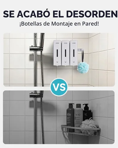 Vista 7 de AIKE Dispensador de champú y acondicionador de ducha de 3 cámaras para baño Blanco