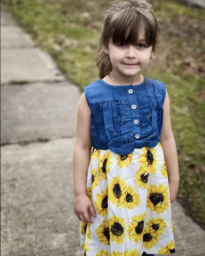 Vista 3 de Enlifety - Vestidos de princesas para niñas pequeñas sin mangas blusa de mezclilla y faldas de tutú con estampado floral vestido de verano de una