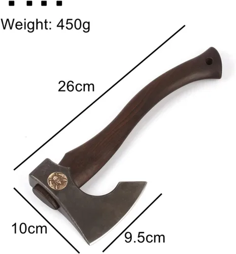 Vista 3 de Hacha vikinga de acero forjado a mano DC53 con vaina mango de madera de ébano Camping Hacha de lanzamiento Hacha de división Hacha