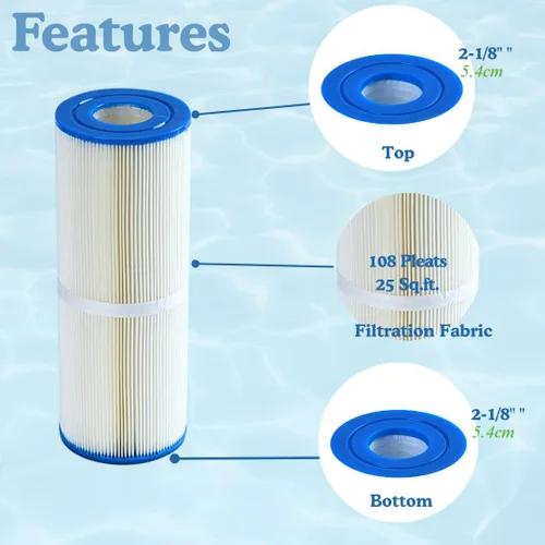 Vista 3 de Malaka Cartucho de filtro de spa FD2001 compatible con PRB25-IN C-4326 FC-2375, filtro de repuesto para bañera de hidromasaje, paquete de 2