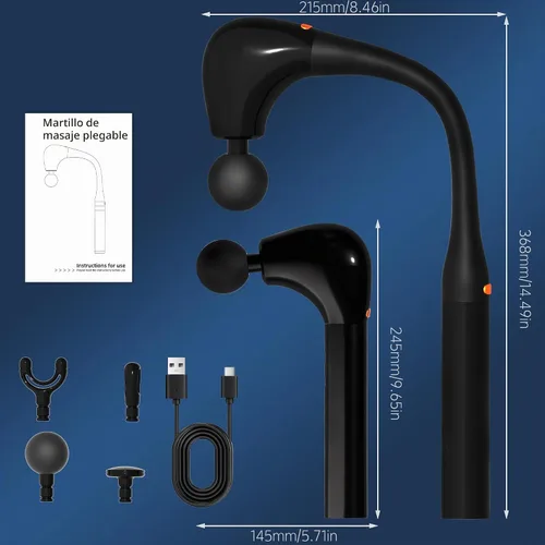 Vista 6 de Pistola de masaje de tejido profundo 2 en 1 desmontable con mango de extensión