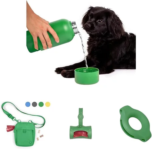 Vista 14 de Ubbi Pup & Me Botella de agua aislada de acero inoxidable para perros con cuenco adjunto, botella de viaje portátil de 32 onzas a prueba de fugas