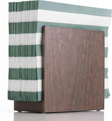 Vista 8 de Servilletero para mesa – Servilleteros de madera de granja, negro simple vertical vertical mesa de comedor dispensador de servilletas de cóctel