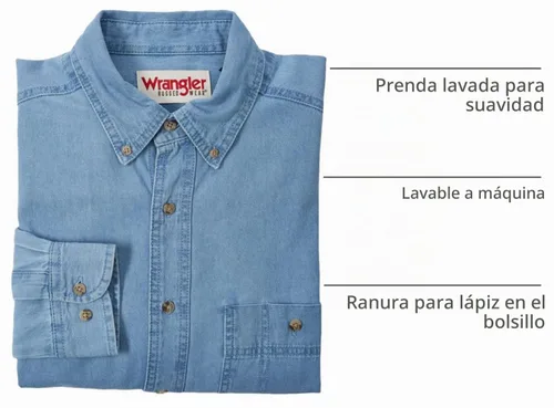 Vista 5 de Wrangler Camisa de mezclilla con botones para hombre