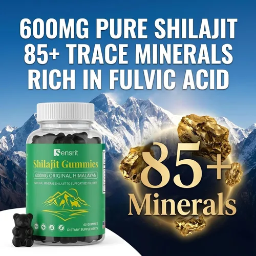 Vista 2 de Shilajit Gummies 600mg Resina Shilajit pura del Himalaya Energía natural, resistencia, claridad mental y apoyo de vitalidad para hombres