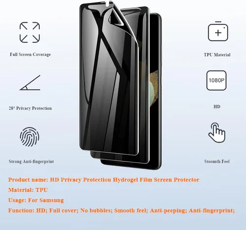Vista 4 de 2 protectores de pantalla de TPU de privacidad (no vidrio templado) para Samsung Galaxy S22 Ultra 5G + 2 protectores de lente de cámara, película