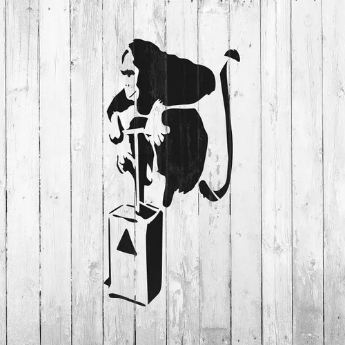 Vista 4 de Plantilla de monkey Bomb Banksy - Arte de pared de Banksy, impresiones de Banksy, plantilla de graffiti, arte de Banksy, lienzo de Banksy