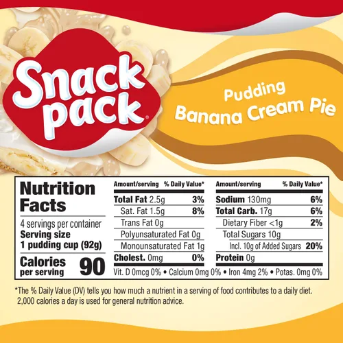 Vista 8 de Snack Pack Tazas de pudín con sabor a pastel de crema de plátano, 3.25 onzas, 4 unidades (paquete de 12)