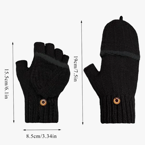 Vista 71 de Beurlike Guantes de invierno para mujer, de lana cálida, a prueba de viento, convertibles, sin dedos