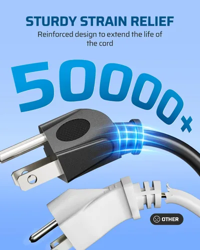 Vista 5 de DEWENWILS Paquete de 10 cables de extensión cortos, cable de alimentación de 1 pie, cable de extensión SJTW de 16 AWG resistente a la intemperie