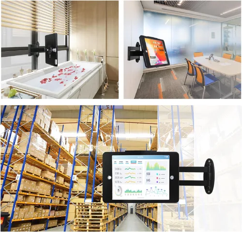 Vista 7 de Soporte de pared para tableta con pliegue para iPad de 10.2 pulgadas (9ª, 8ª, 7ª generación), brazo giratorio ajustable con bloqueo de seguridad