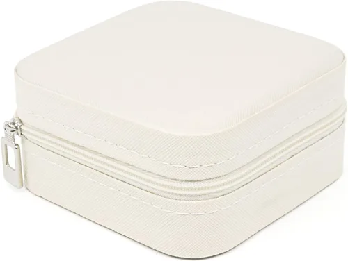 Vista 2 de KEINE MARKE Joyero pequeño estuche de joyería portátil de viaje para anillo dije aretes collar organizador de pulseras cajas de almacenamiento blanco