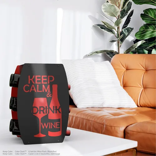 Vista 5 de Mango Steam Estante para vinos Keep Calm de dos tonos, negro y rojo