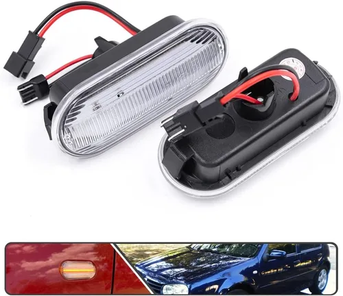 Vista 3 de 2 unids Full Amber Dynamic Sequential Blink LED Side Marker Light para Volkswagen Golf MK4 Jetta New Beetle Front Fender Luces de señal de giro