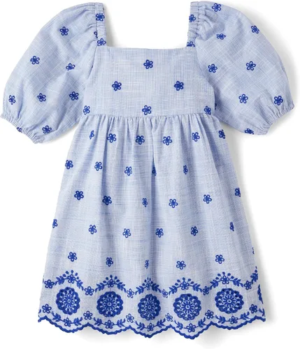Vista 12 de Gymboree Vestidos escalonados de manga corta para niñas y niñas pequeñas Azul Flores