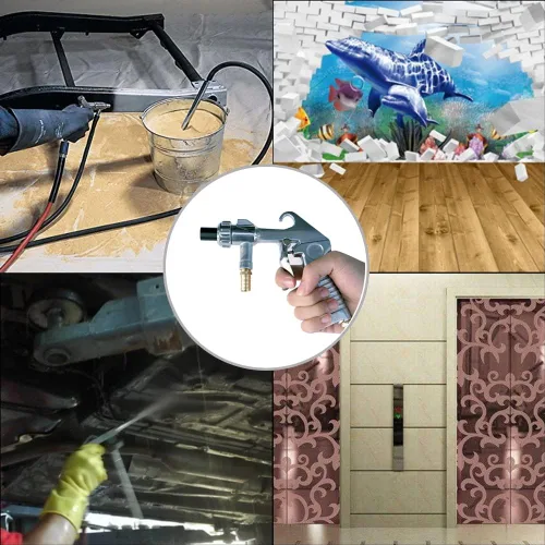 Vista 2 de Pistola lanzadora de arena, kit de pistola de chorro de arena para gabinete de chorro de arena con boquillas de cerámica, pistola de chorro de arena
